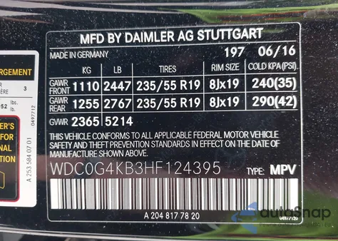 2017 Mercedes-Benz Glc 300 4Matic from USA, damaged, VIN WDC0G4KB3HF124395